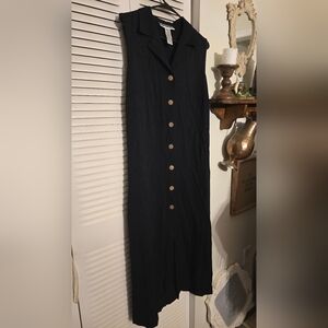 Dana Kay Black Buttoned Sheath Maxi Dress